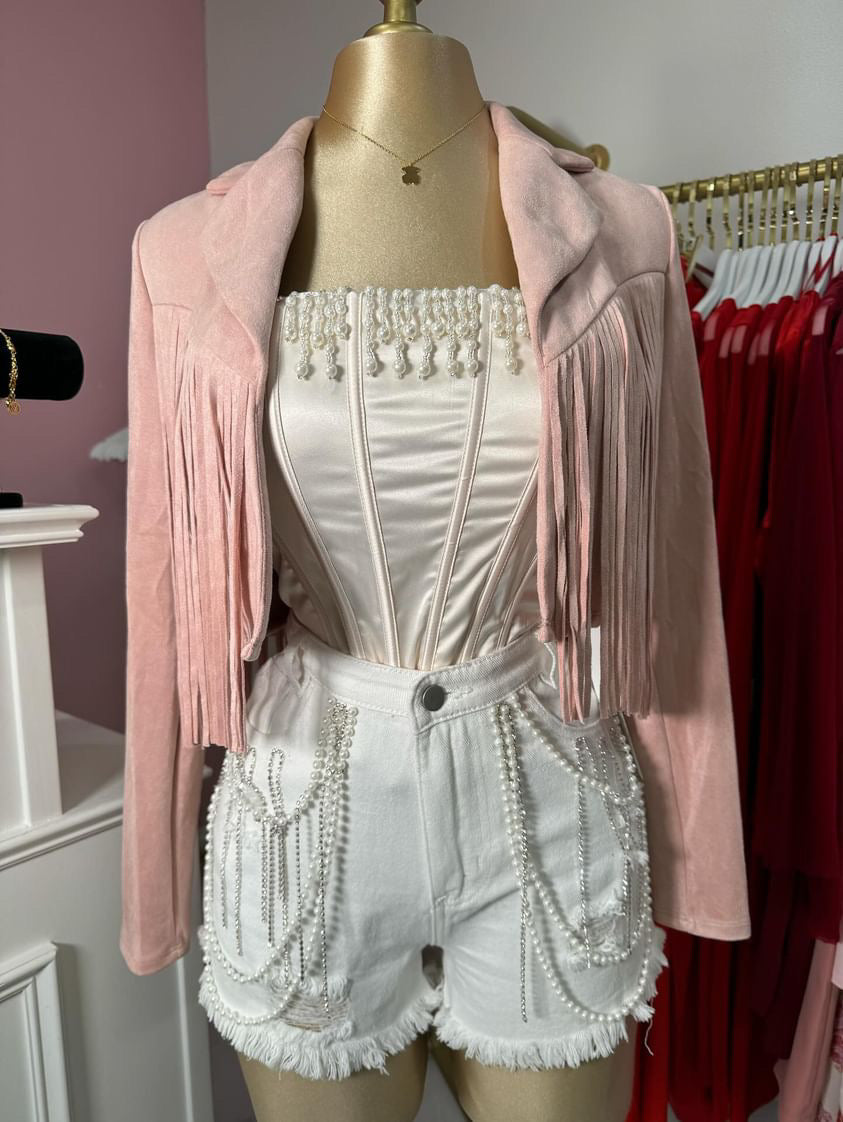 Chloe pink fringe jacket