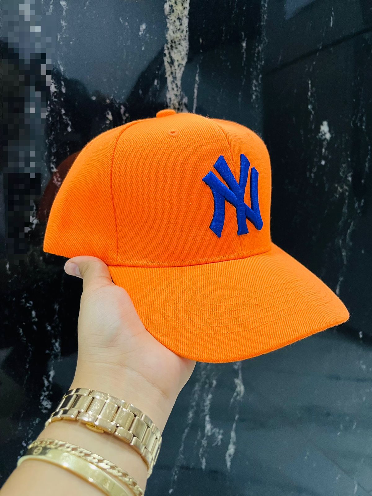 NY hat orange & blue